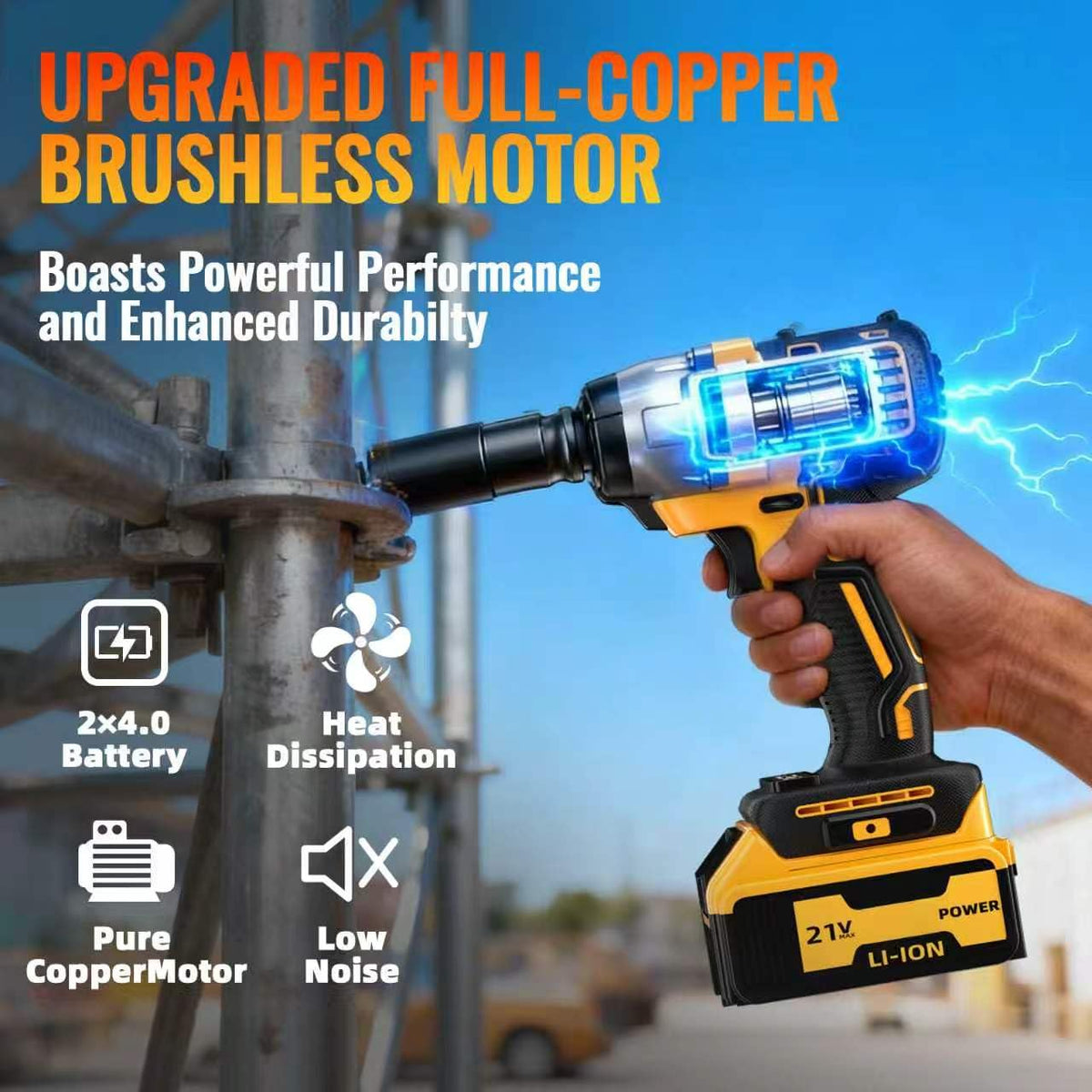 YHTQX two 4.0Ah batteries powering longer sessions on the job.
