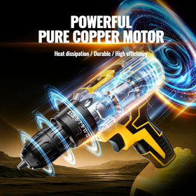 YHTQX drill kit shows two 21V lithium batteries for extended cordless use