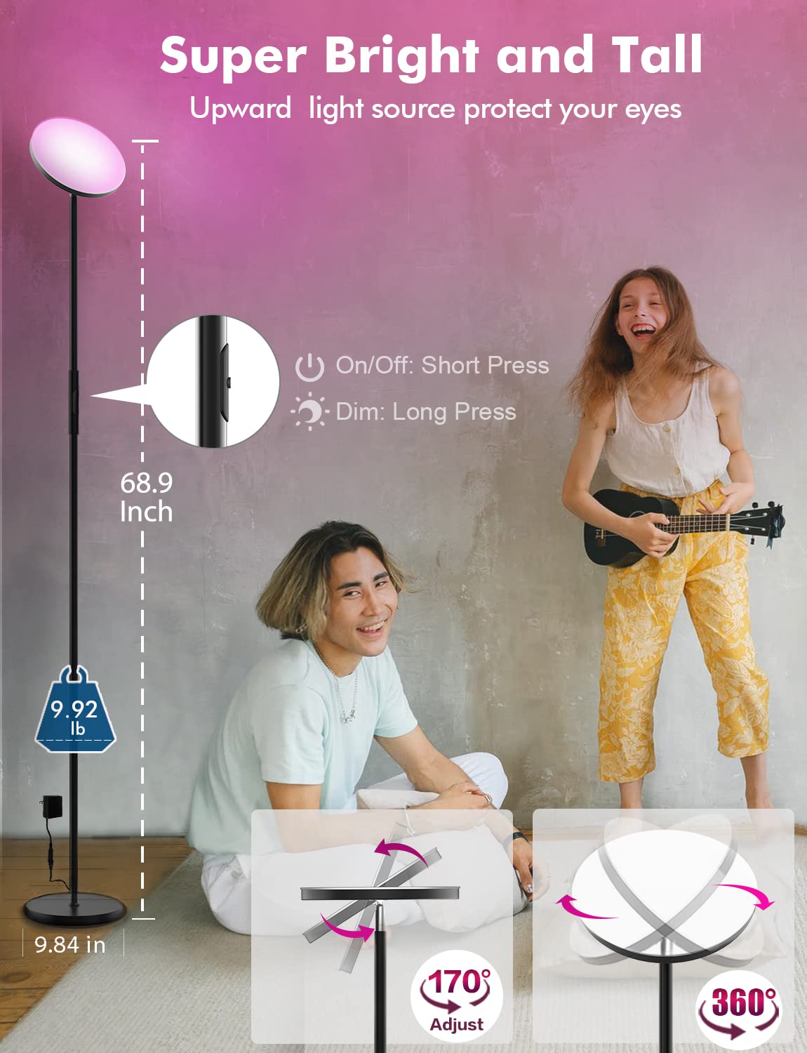 YHW easy-assembly lamp in minutes with no extra tools.