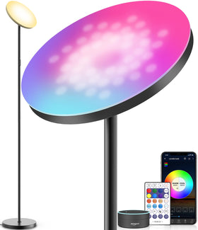 YHW smart RGB floor lamp with Alexa compatibility for hands-free lighting control.