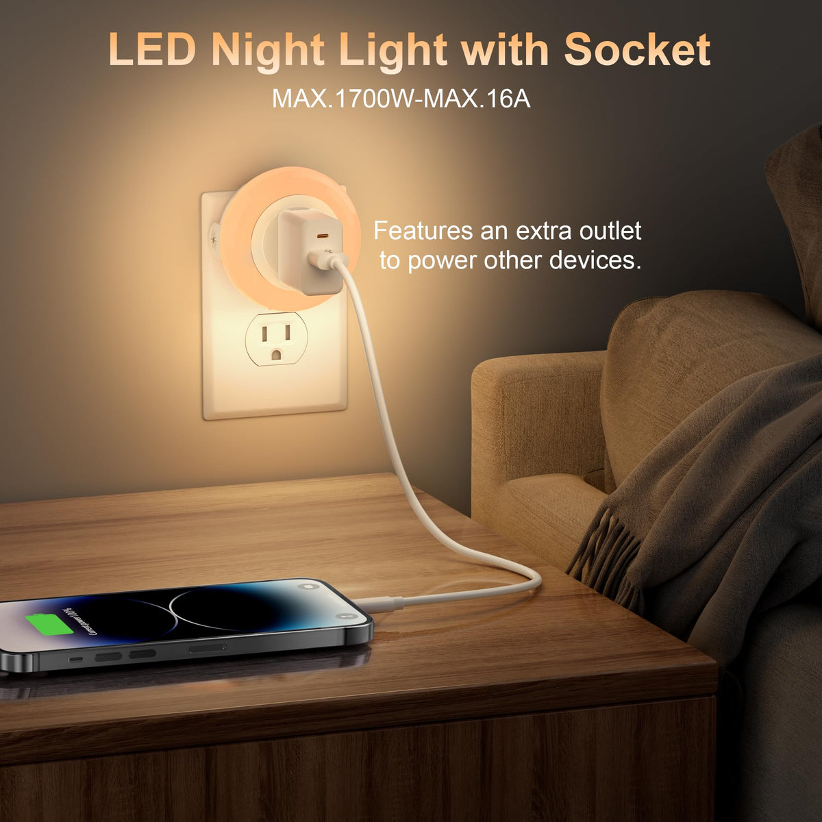 YiaMia dusk-to-dawn sensor activates automatically in dark hallways.