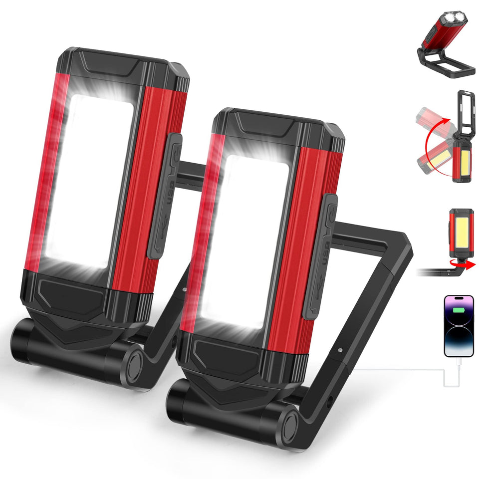 YiaMia rechargeable work light front view, portable kit-ready illumination