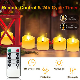 YiaMia tea light closeup flicker emulates real candlelight without flame risk