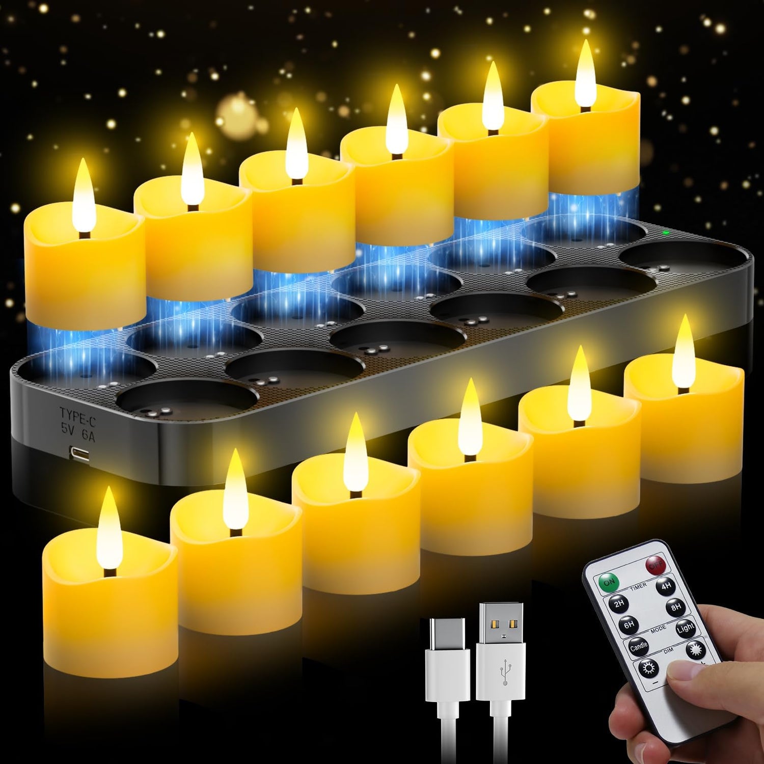 YiaMia tea light remote glow enabling adjustable brightness for cozy ambience