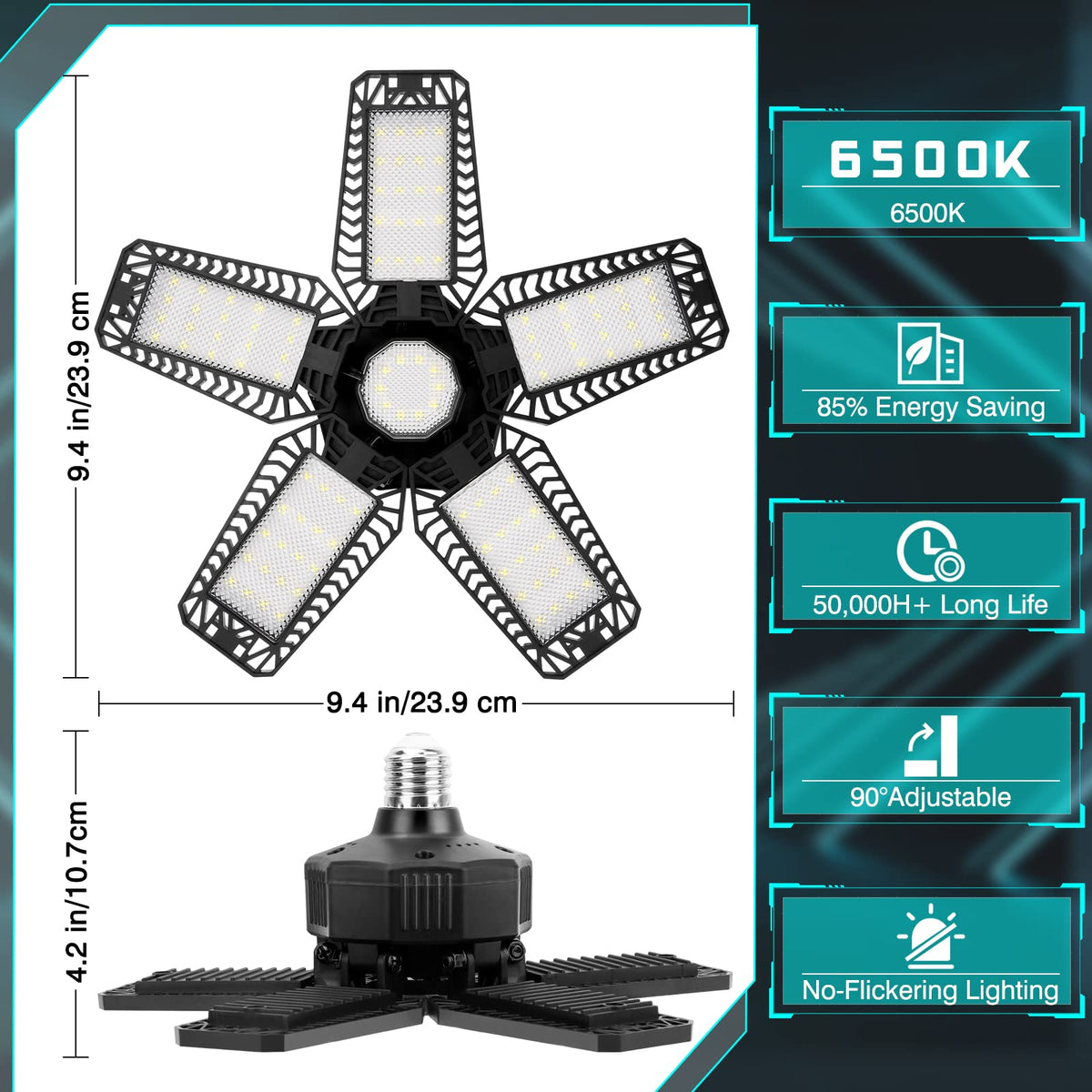 YIBEYYDS six-pack packaging includes six screw-in garage lights
