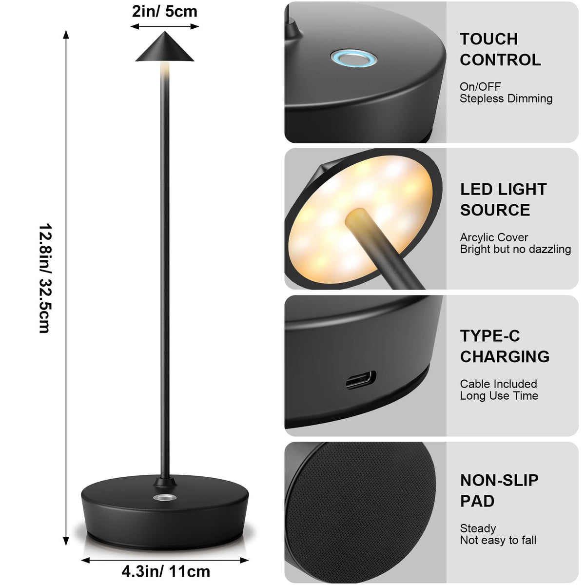 YIBEN 2-pack includes two lamps, charging cables, and a user guide.
