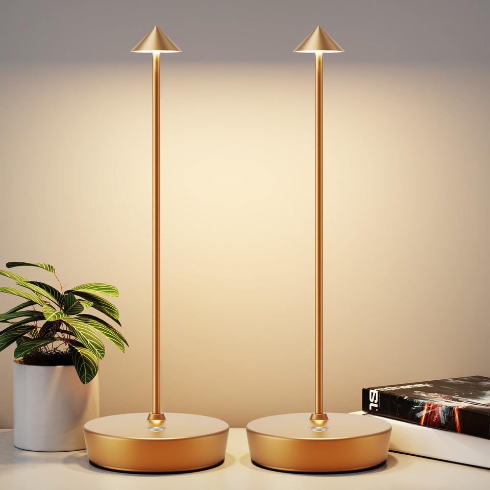 YIBEN cordless table lamp gold pack offers portable, stylish two-pack lighting for any space.