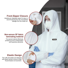 YIBER disposable coverall provides full-body coverage shields clothing from paint and grime.