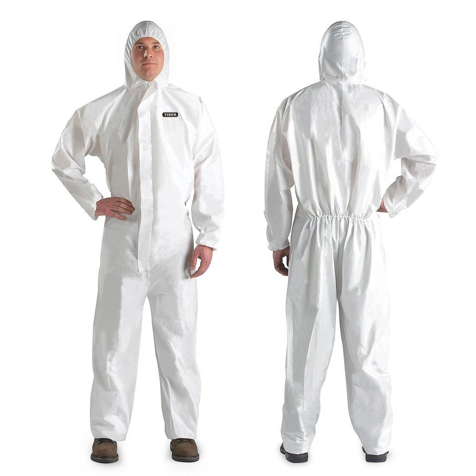 YIBER hazmat suit disposable coverall hood protects against dust and dirt during messy tasks