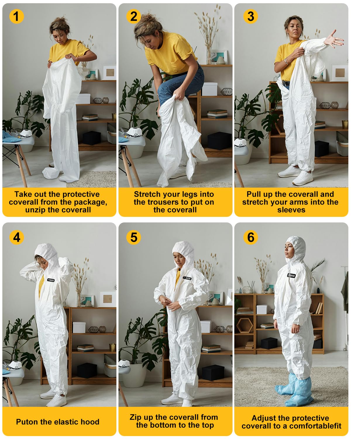 YIBER Hazmat Suit Disposable Coverall ideal for workshops and renovation tasks.