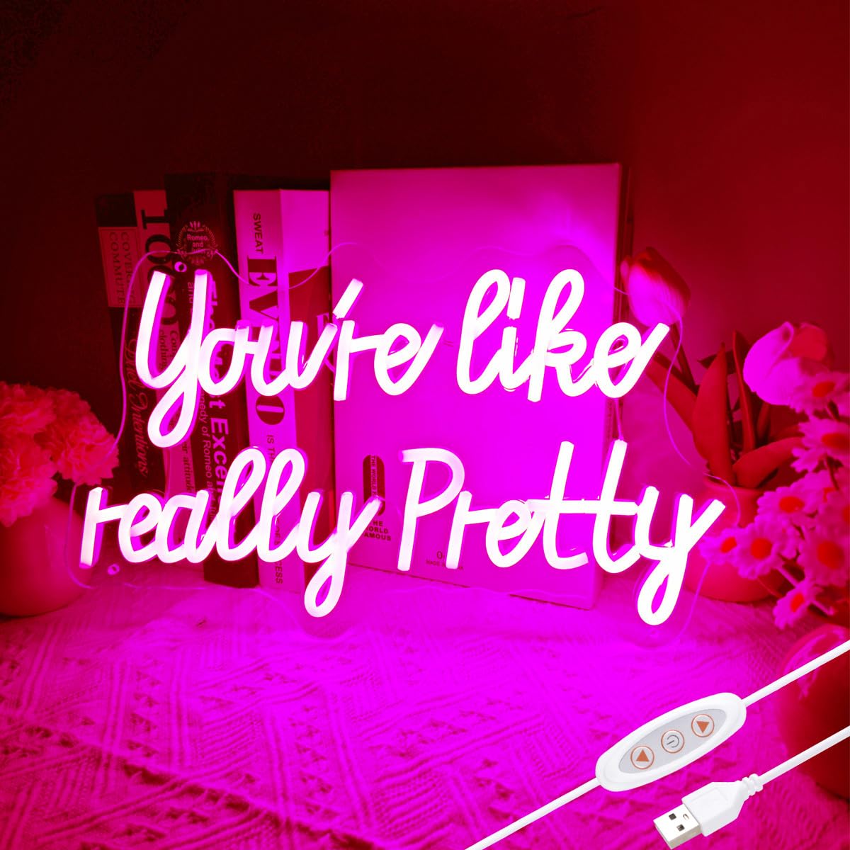 Yiedfino You Are Like Really Pretty pink neon sign 15x9 inches adds a playful glow to any room