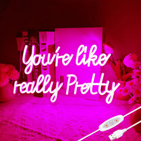 Yiedfino You Are Like Really Pretty pink neon sign 15x9 inches adds a playful glow to any room