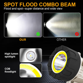 YIERBLUE COB floodlight used as separate work light for versatility.