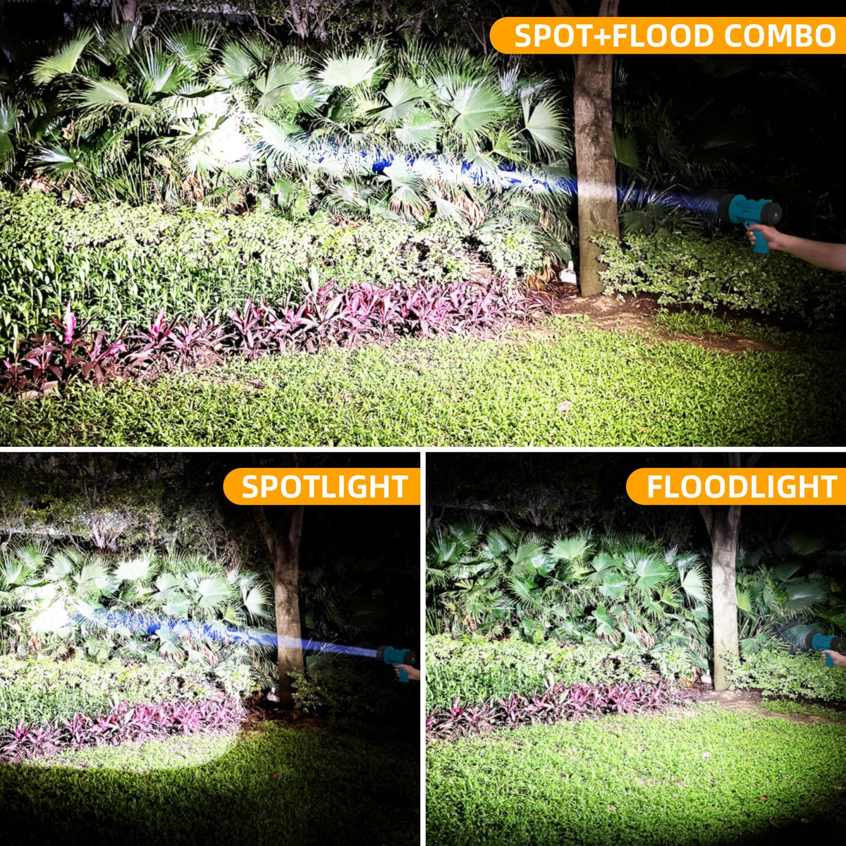 YIERBLUE spotlight with long-range beam suitable for outdoor search tasks.