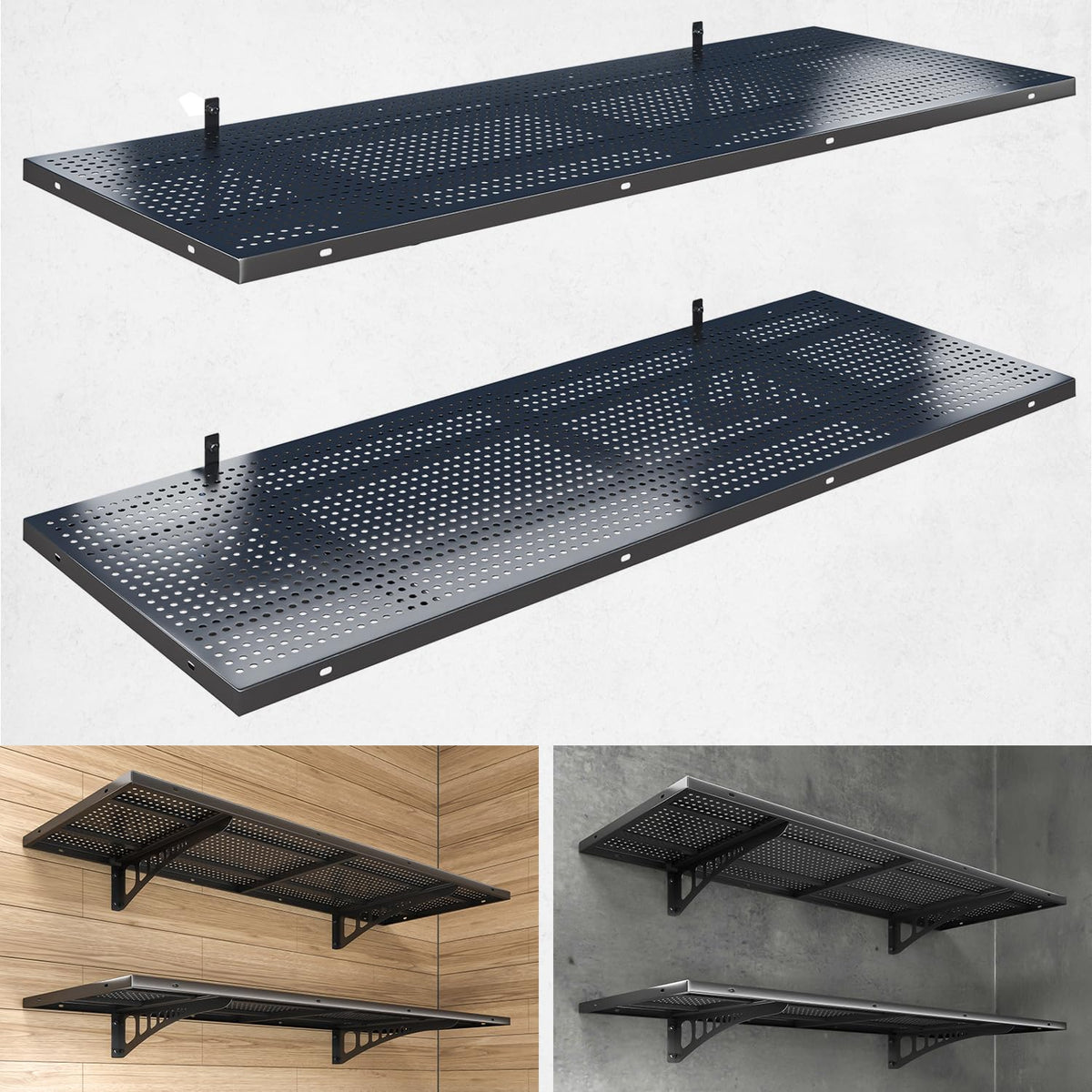YIFRO garage wall shelving assembly shows sturdy brackets ready for install