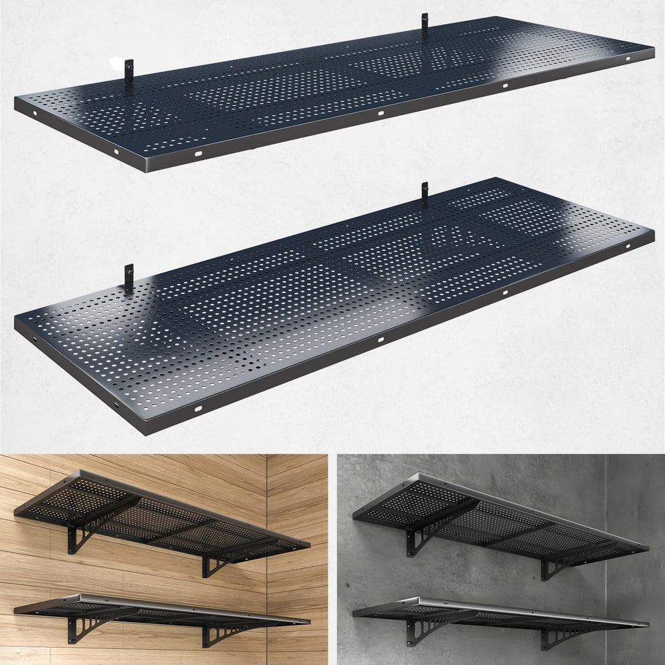 YIFRO garage wall shelving assembly shows sturdy brackets ready for install