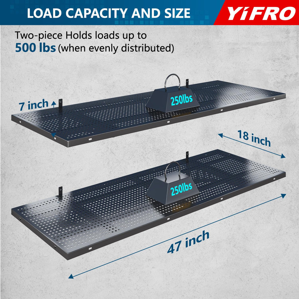 YIFRO garage wall shelving mounted to a stud wall saving floor space