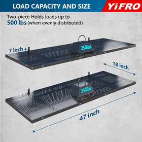 YIFRO garage wall shelving mounted to a stud wall saving floor space