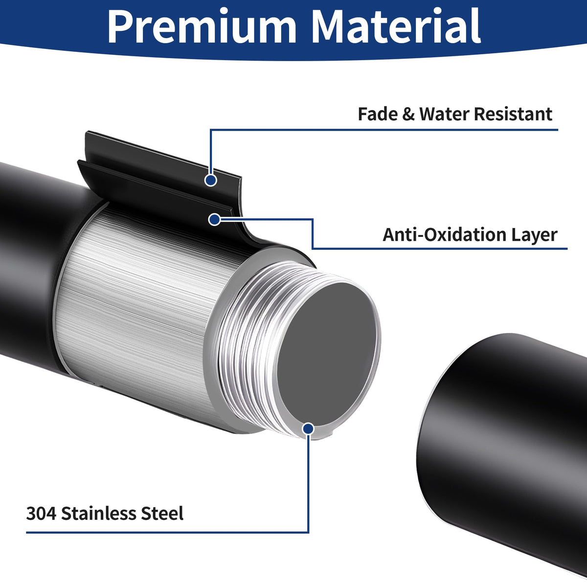 Rustproof black finish resists scratches for long-lasting bathroom organization.