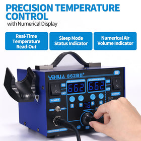 YIHUA 862BD+ soldering iron with tip assortment for versatile tasks