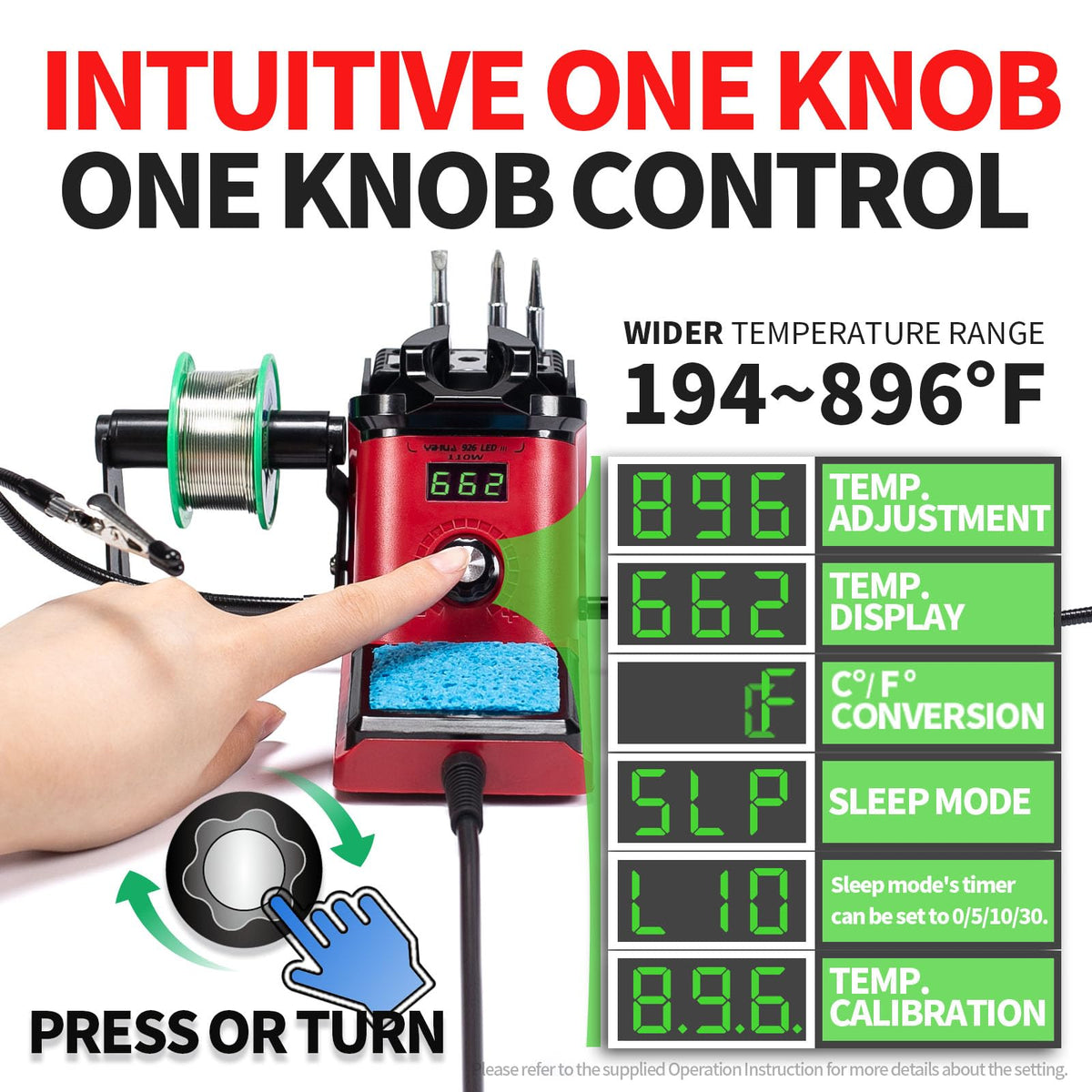 YIHUA 926 III temperature knob used to adjust heat precisely