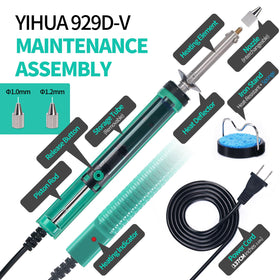 YIHUA 929D-V heat deflector reducing hand heat during continuous desoldering.