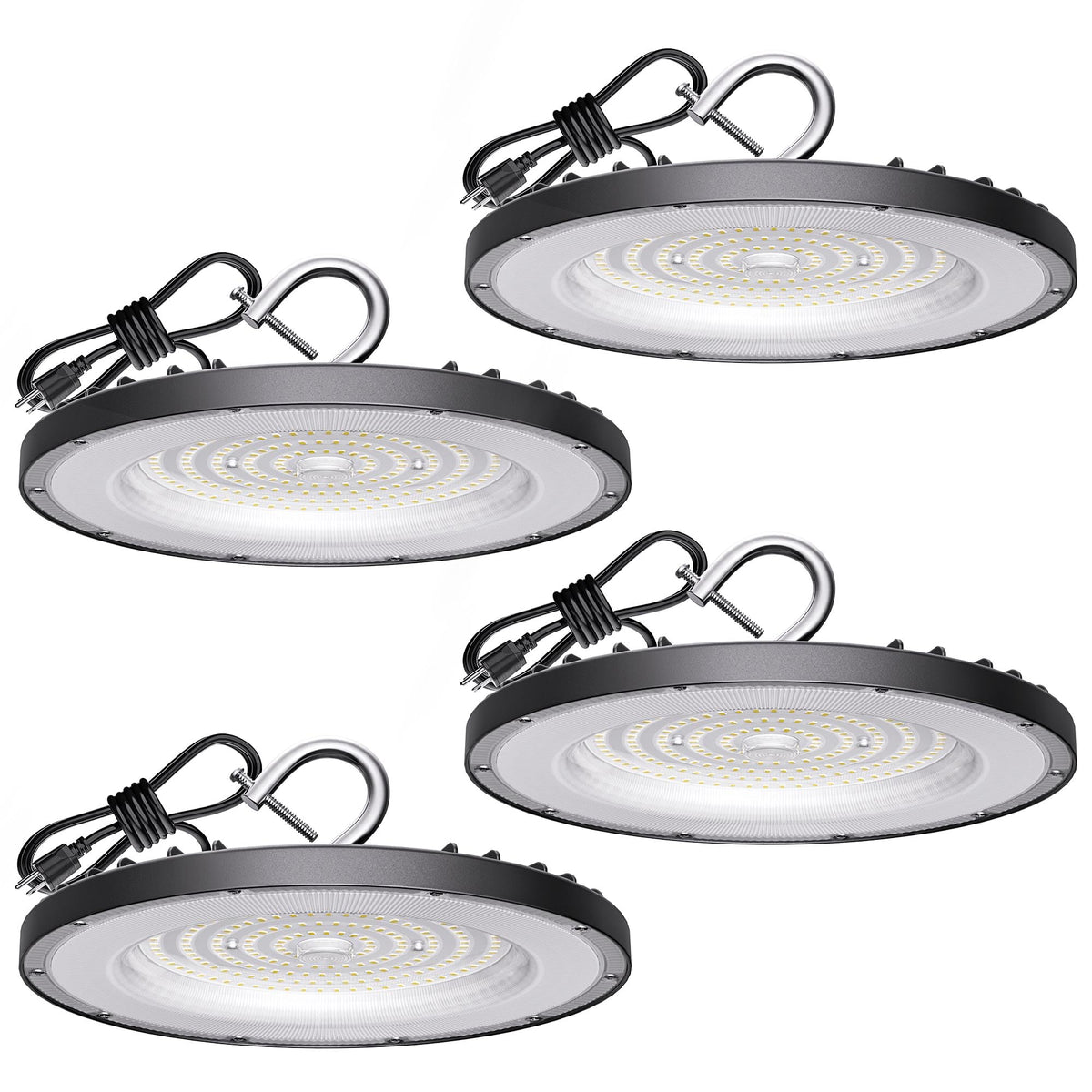 Yihuven 4-pack LED high bay light package ready for efficient warehouse lighting.
