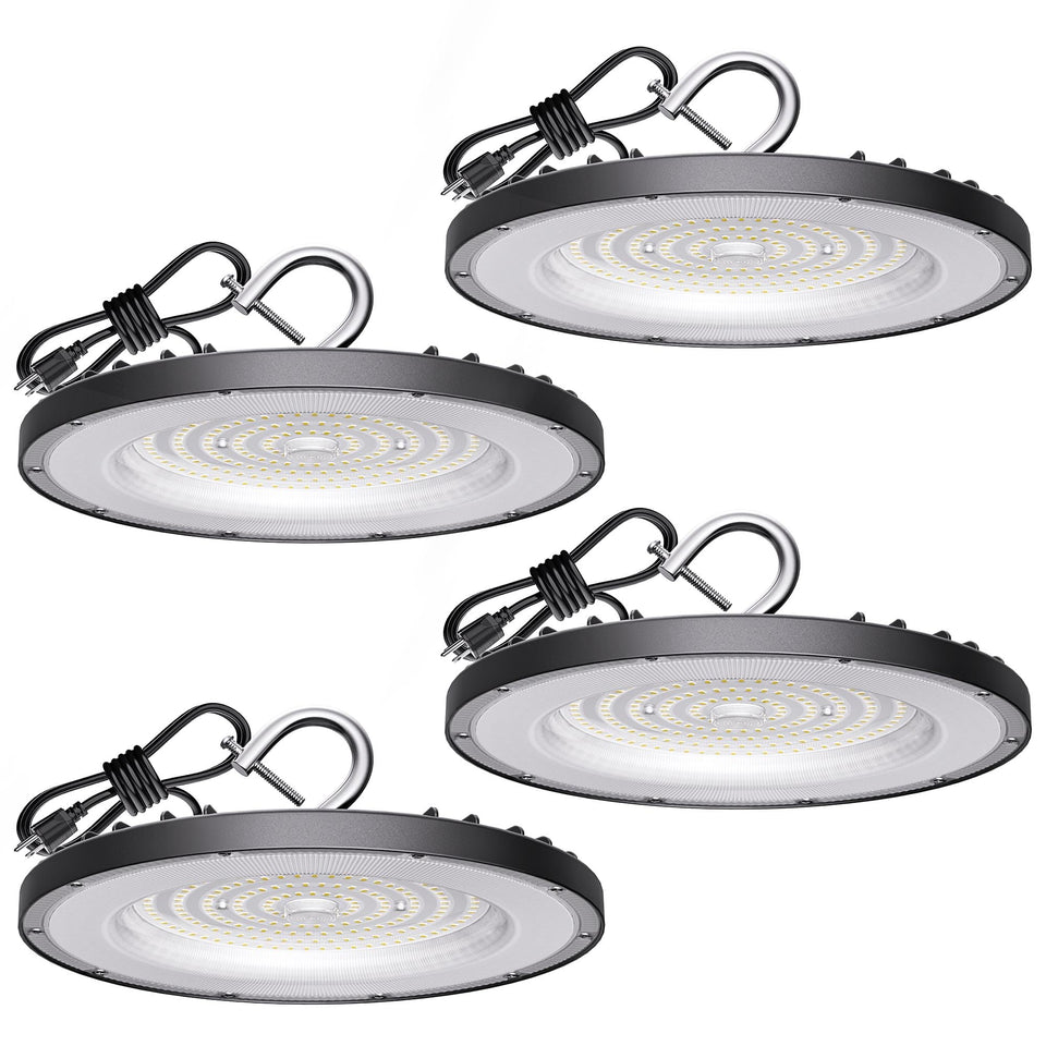 Yihuven 4-pack LED high bay light package ready for efficient warehouse lighting.