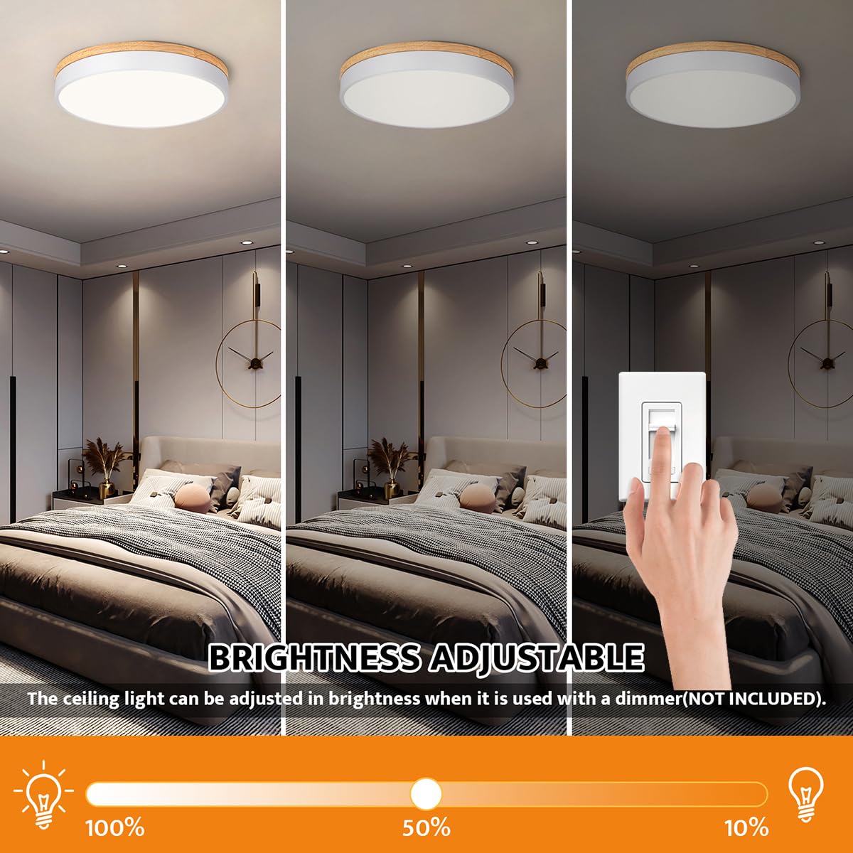 Yiisem flush mount light in living room delivers warm ambience and clean lines.