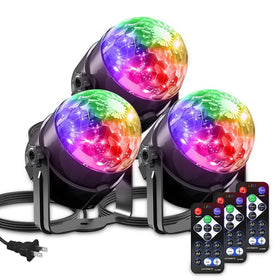 Yiixuyo Sound Activated Party Lights 3-Pack illuminating a lively event with disco ball projections