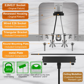 YIIZON quick-install guide supports a straightforward canopy-to-pendant upgrade.