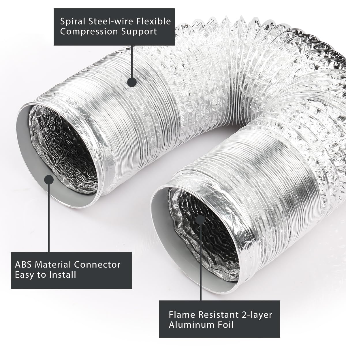 YIJUHOU flexible aluminum duct 4-inch for easy bending in tight spaces