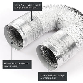 YIJUHOU flexible aluminum duct 4-inch for easy bending in tight spaces