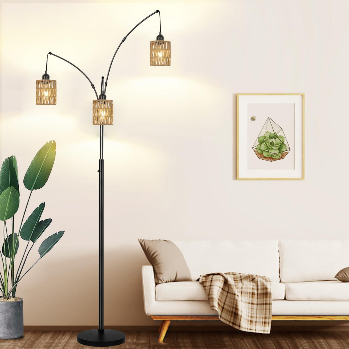 YIKEGE LICHT rattan lampshade ceiling fan cover for updated look.