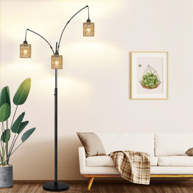 YIKEGE LICHT rattan lampshade ceiling fan cover for updated look.
