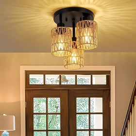 YIKEGE LICHT rattan lampshade pendant creates soft light.