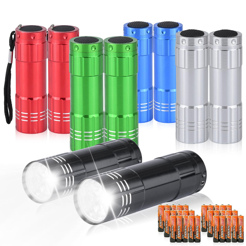 Yikosam mini flashlight with nine LEDs for bright, pocket-friendly illumination.