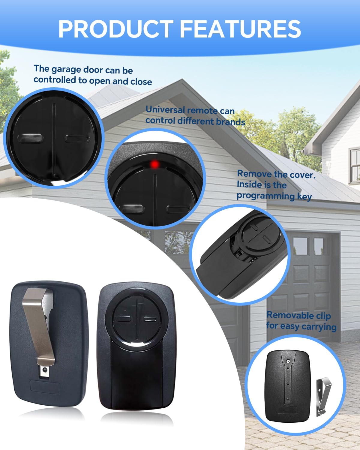 YIKQIDIS 380UT remote, DIP switch panel, customizable security codes.