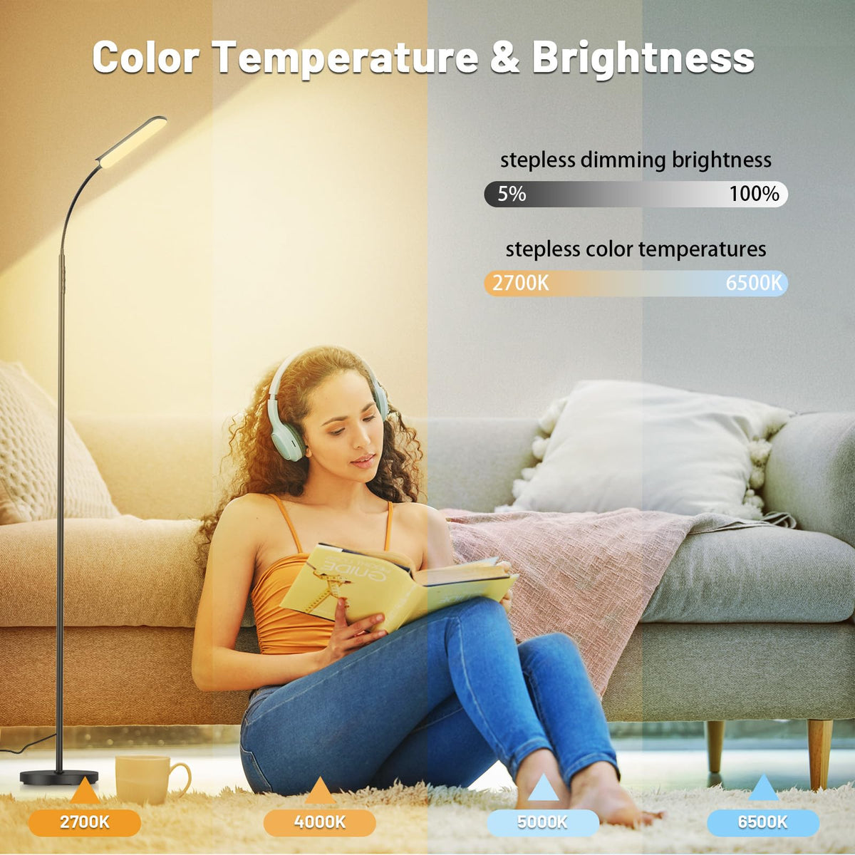 Yikuneng lamp color temperature range 2700K-6500K warm to cool light