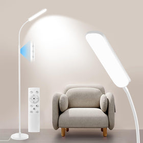 Yikuneng dimmable floor lamp with remote control for convenient across-room lighting.