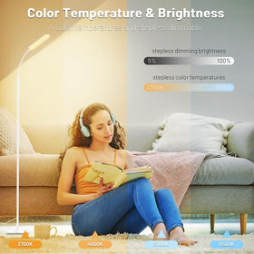 Yikuneng dimmable floor lamp offering stepless dimming for precise mood lighting.