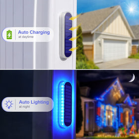YiLaie blue solar dock light on stair for 360-degree coverage