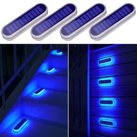 YiLaie blue solar dock light stick on step for safe nighttime illumination