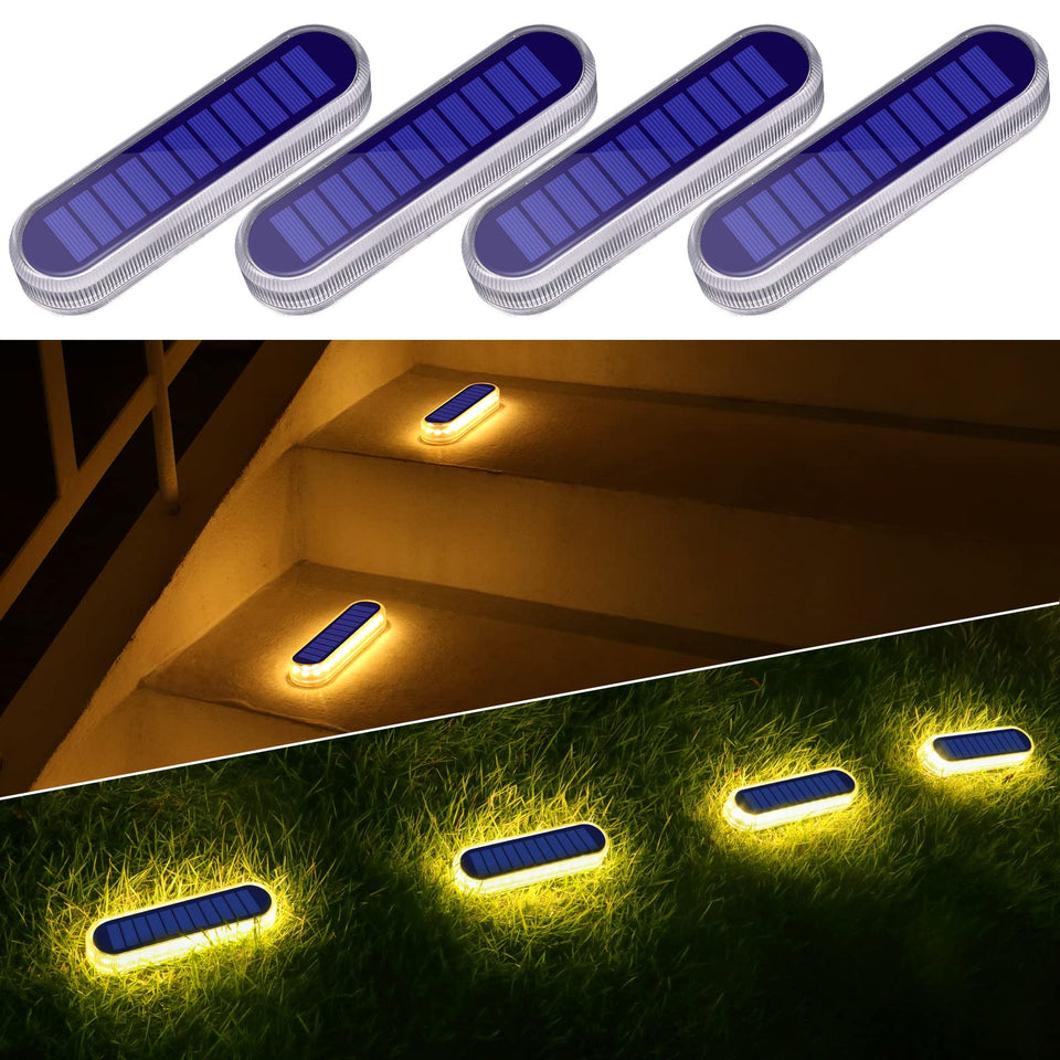 YiLaie solar step lights product shot with warm white glow
