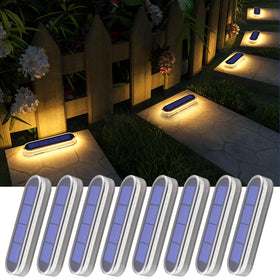 YiLaie stick-on solar step light with 360-degree glow for safe outdoor stairs
