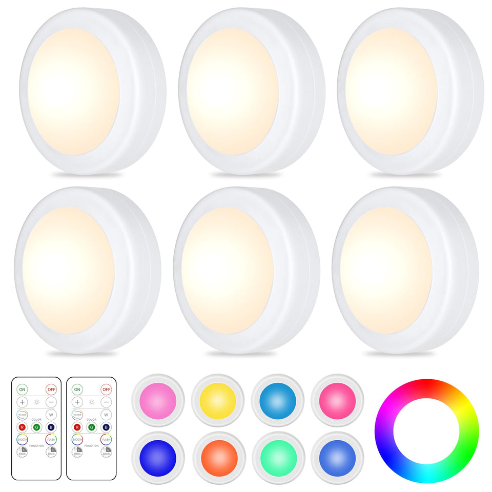 Yiliaw LED puck lights installed under cabinet for ambient kitchen lighting