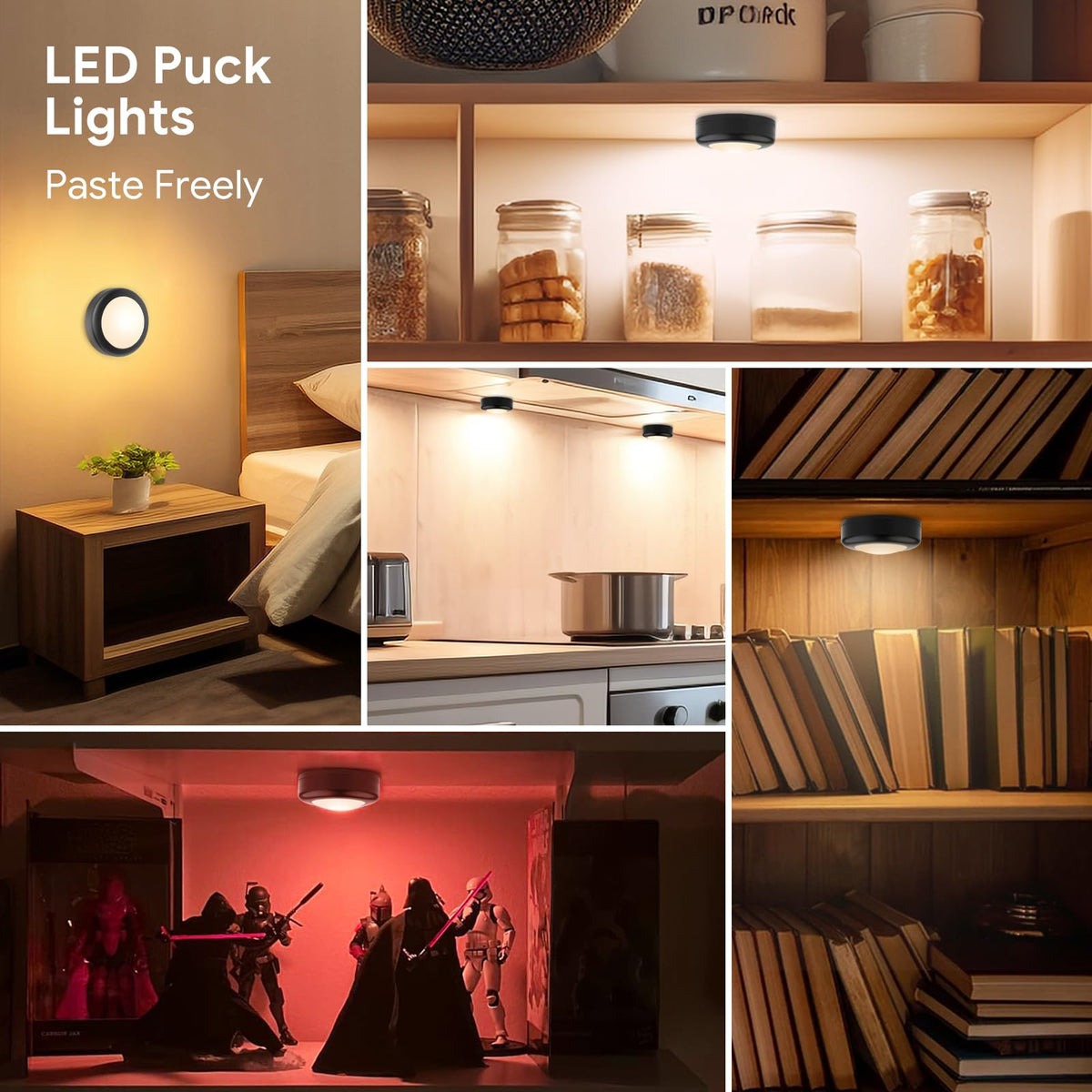 Yiliaw 12-pack LED puck lights covering multiple zones.