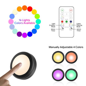 Yiliaw puck light with dimmer and 10 brightness levels for precise lighting.
