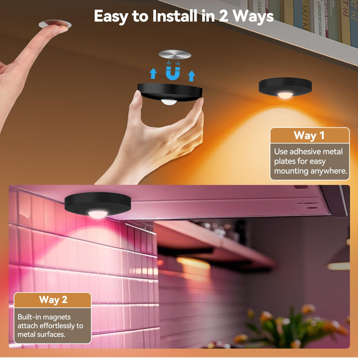 Yiliaw puck light charging via included 3-in-1 USB cable