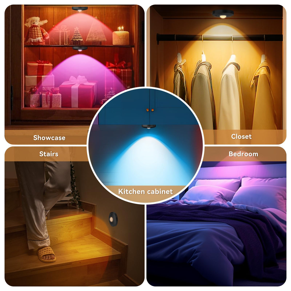 Yiliaw puck lights shown in dimmed mode for ambiance